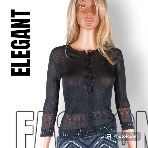 Phillip Chi Tops - Phillip Chi black, hook front closure blouse